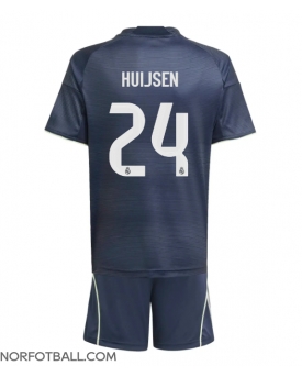 Billige Fotballdrakt Real Madrid Dean Huijsen #24 Replika Bortedraktsett Barn 2025-26 Kortermet (med bukser)